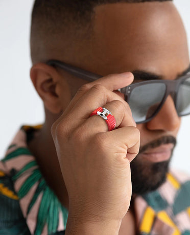 HERCULES Atomic Silicone & Silver Ring
