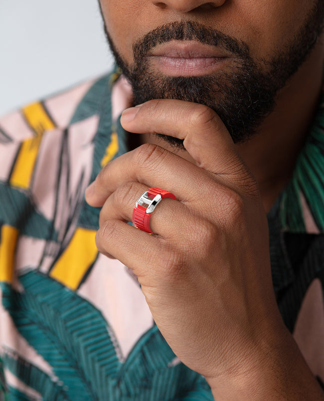 HERCULES Atomic Silicone & Silver Ring
