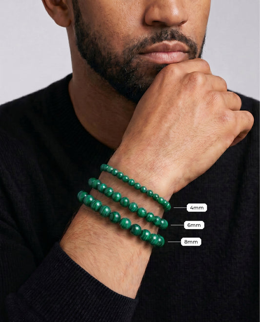 Ready to Ship - POWER BEADS Bracelet with Silver Lock & Malachite