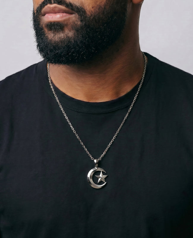 Ready to Ship - STAR AND CRESCENT Silver Pendant