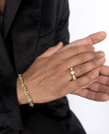 MOSS Two-Tone Gold Link Bracelet with Diamonds