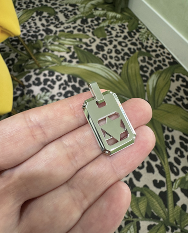 Ready to Ship - STAR OF DAVID Dog Tag Pendant in 14k White Gold