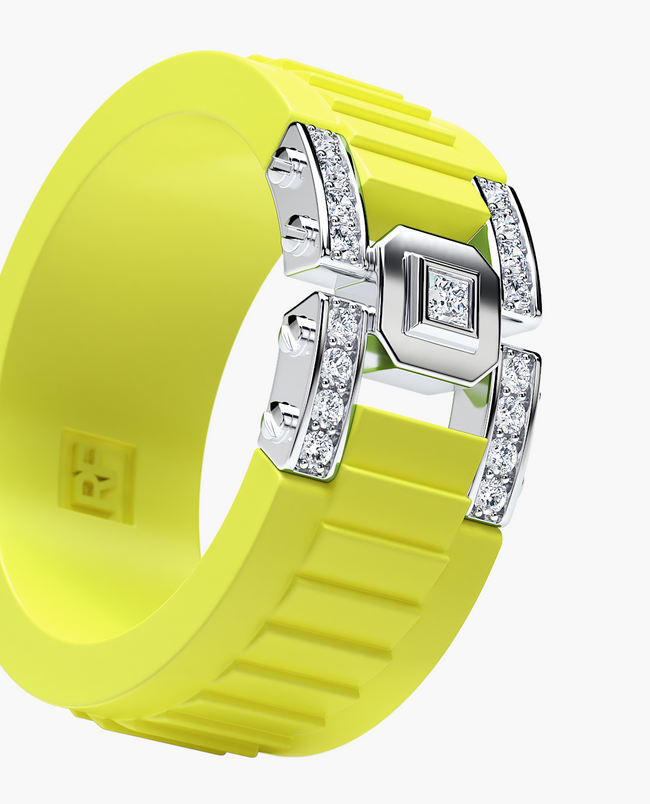 Ready to Ship - LA PAZ Atomic Silicone & Platinum Ring with 0.20ct Diamonds