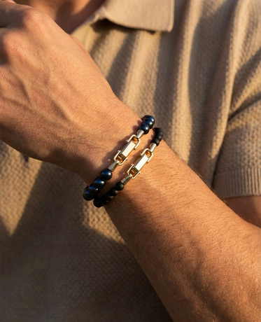 POWER BEADS Bracelet with Gold Lock & Black Pearl