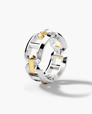 HERCULES Two-Tone Silver and 18k Yellow Gold Ring