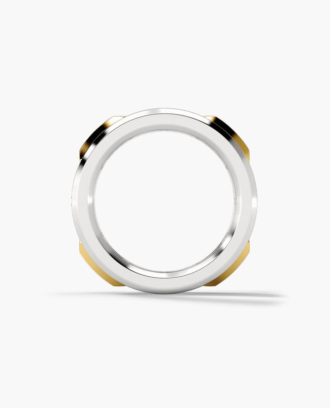 HERCULES Two-Tone Silver and 18k Yellow Gold Ring - Wide Version