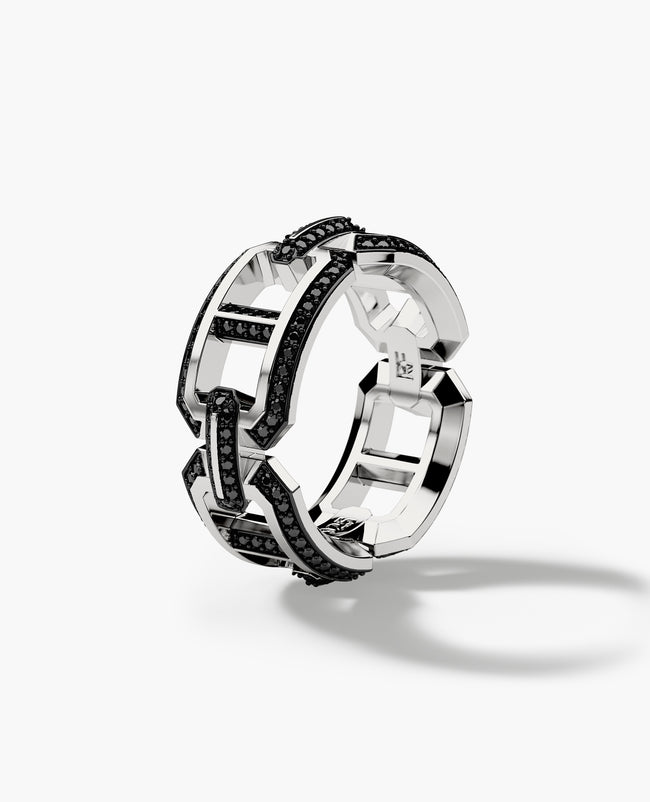 HERCULES Silver Ring with 1.00ct Black Diamonds