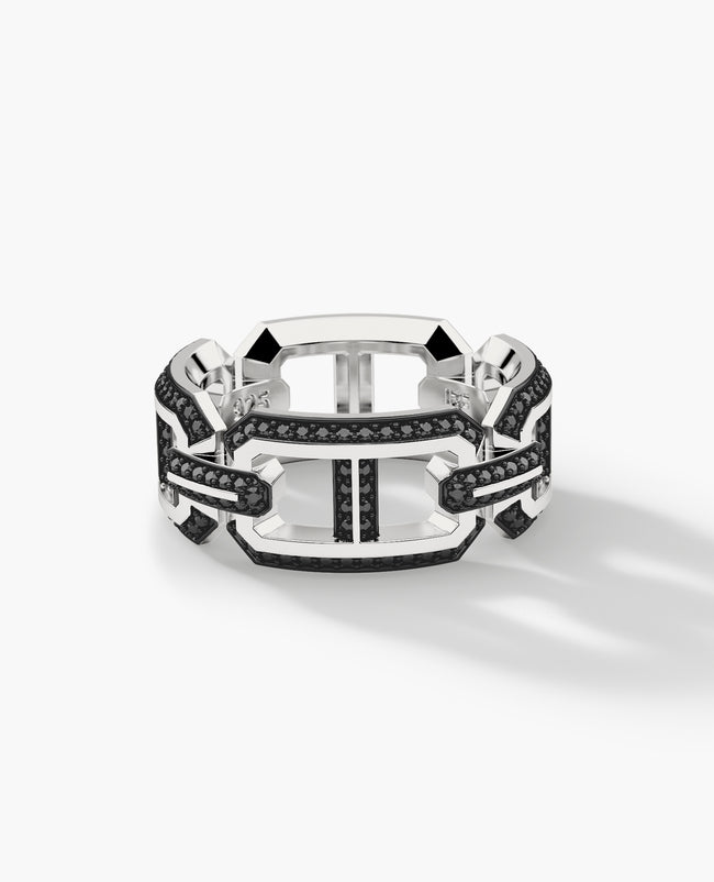 HERCULES Silver Ring with 1.00ct Black Diamonds