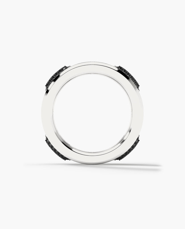HERCULES Silver Ring with 1.00ct Black Diamonds - Wide Version