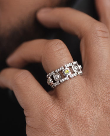 Ready to Ship - TALLAPOOSA Gold Ring with 1.30ct White & Yellow Diamonds