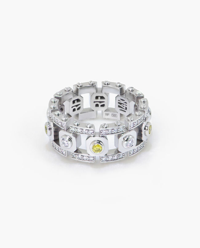 Ready to Ship - TALLAPOOSA Gold Ring with 1.30ct White & Yellow Diamonds