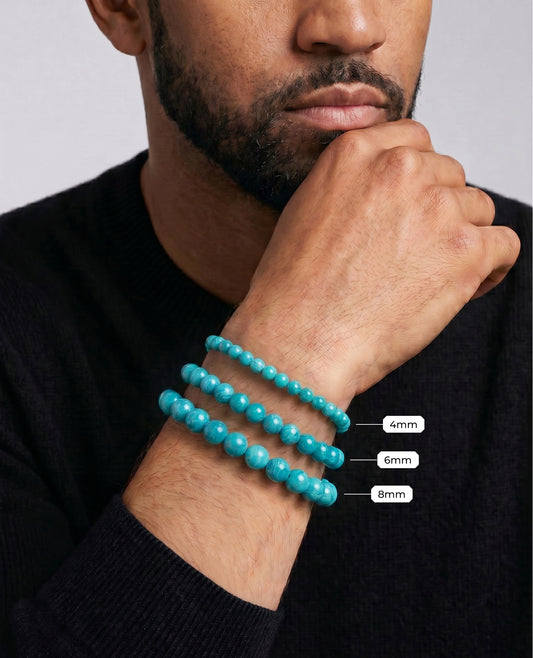 Ready to Ship - POWER BEADS Bracelet with Silver Lock & Turquoise