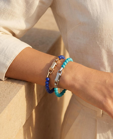 POWER BEADS Bracelet with Gold Lock & Lapis Lazuli