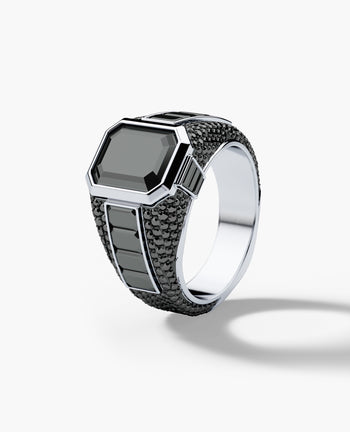 Sample - ROCHESTER Gold Signet Ring with 11.30ct Black Diamonds