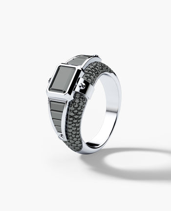 Sample - CARLIN Gold Signet Ring with 3.10ct Black Diamonds