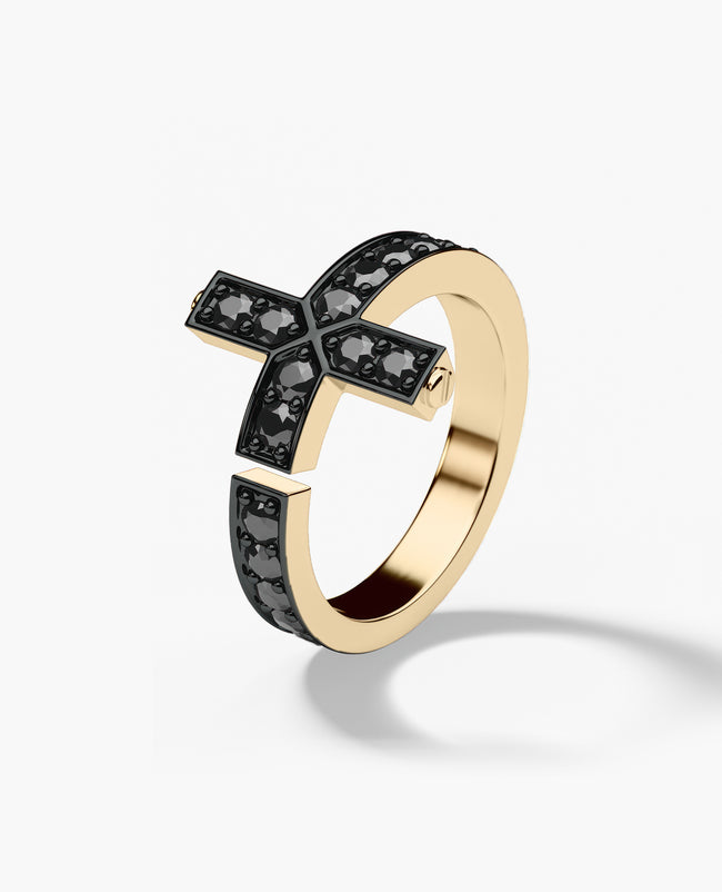 CROSS Gold Ring with 1.45ct Black Diamonds