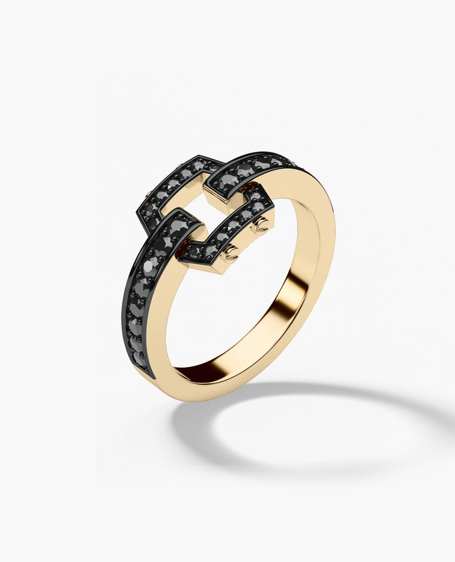 NORTHSTAR MINI Gold Ring with 0.50ct Black Diamonds