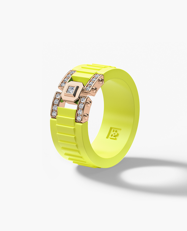 Ready to Ship - LA PAZ Atomic Silicone & 14k Rose Gold Ring with 0.20ct Diamonds