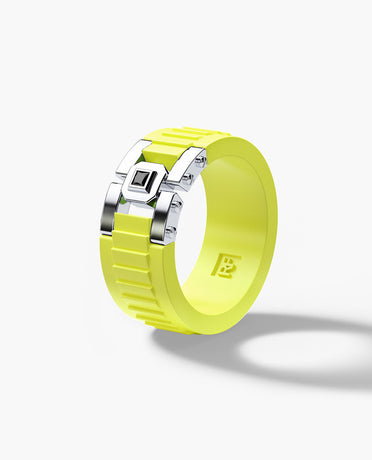 LA PAZ Atomic Silicone & Gold Ring with 0.05ct Diamonds