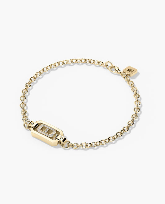 Ready to Ship - BRIGGS Bracelet with 14k Yellow Gold Charm & 0.10ct Diamonds