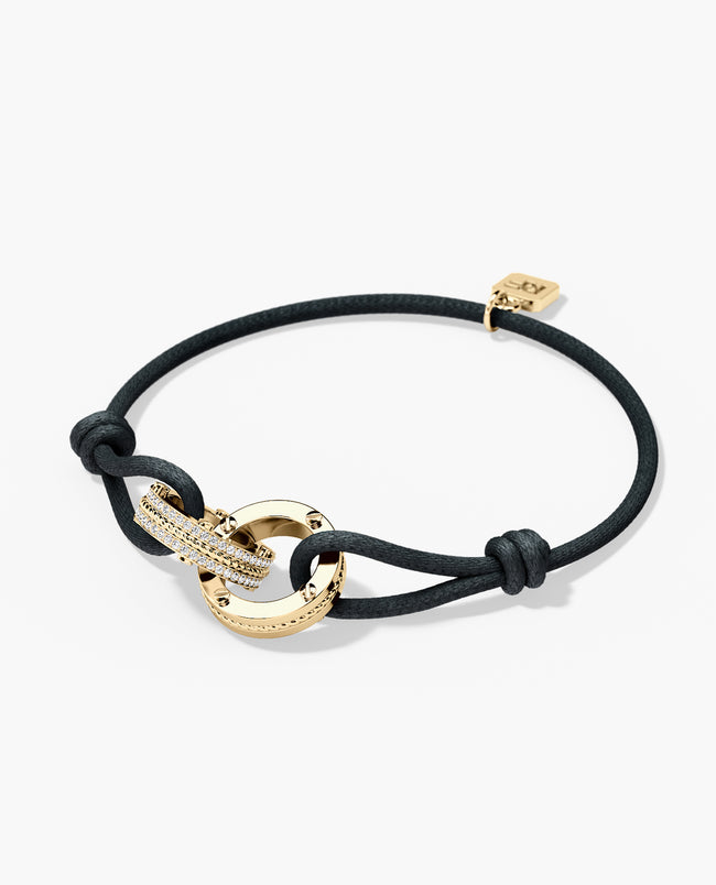 ROPES Cord Bracelet with Gold Charm & 0.20ct Diamonds