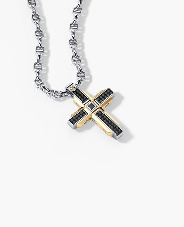 CROSS Pendant in Gold with 0.60ct Black Diamonds