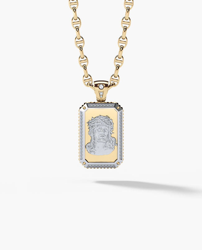 JESUS DOG TAG Pendant in Gold with 0.45ct Diamonds
