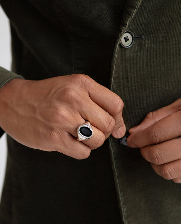 LODESTAR Two-Tone Gold Signet Ring with Black Onyx