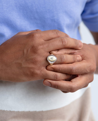 LODESTAR Two-Tone Gold Initial Signet Ring