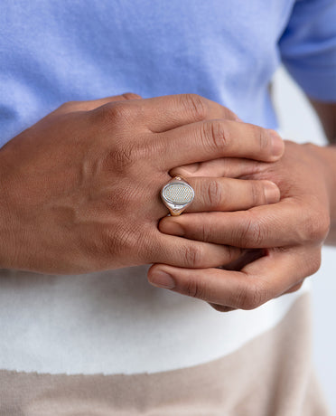 LODESTAR Two-Tone Gold Signet Ring with 0.55ct Pave Diamonds