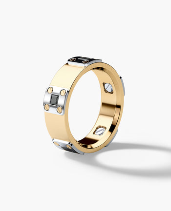 Sample - BARITE Two Tone Gold Wedding Ring with 0.60ct Black Diamonds