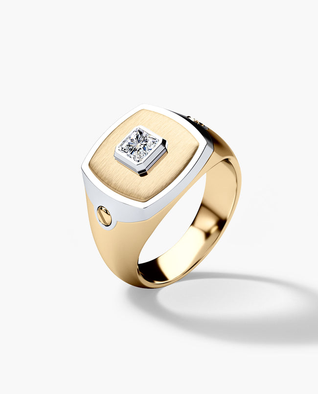 BETZ Two-Tone Gold Signet Ring with Diamond - Version 2