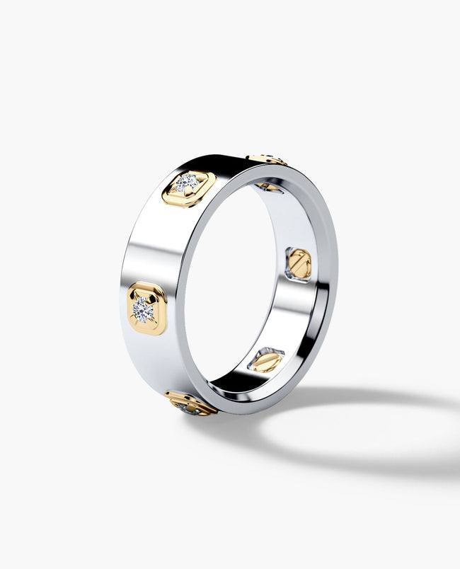 AMADOR Two-Tone Gold Ring with 0.30ct Diamonds - 2