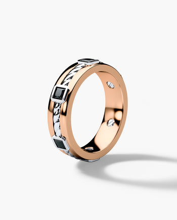 Sample - FAIRBANKS Two Tone Gold Wedding Ring with 1.00ct Black Diamonds