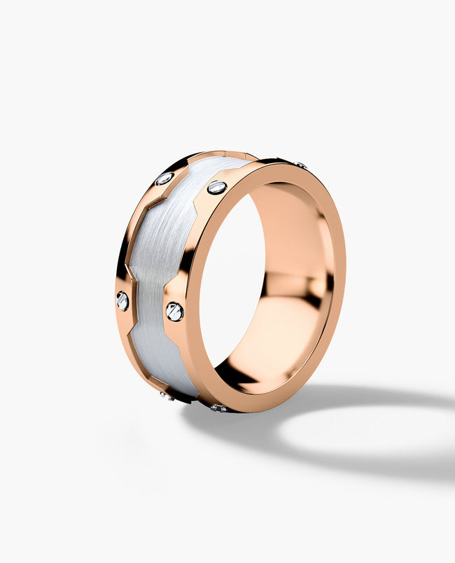 GRANT Two-Tone Gold Ring - Wide Version