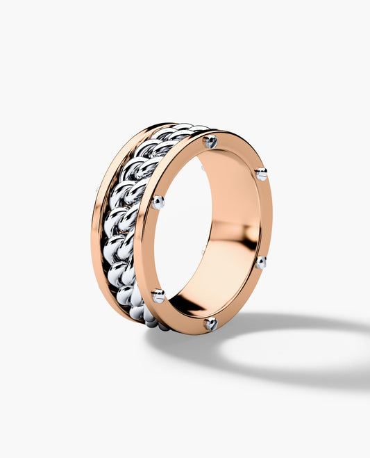 KENSINGTON Two Tone Gold Cuban Link Ring