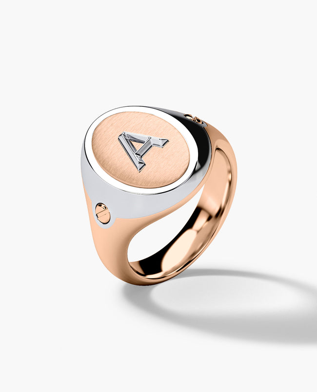 LODESTAR Two-Tone Gold Initial Signet Ring