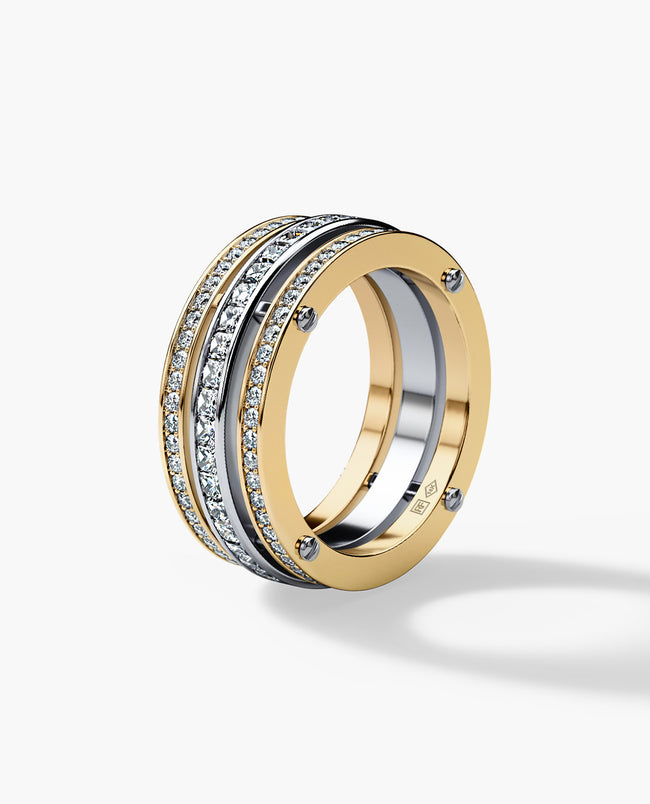 BREWER Two-Tone Gold Wedding Band with 3.10ct Diamonds
