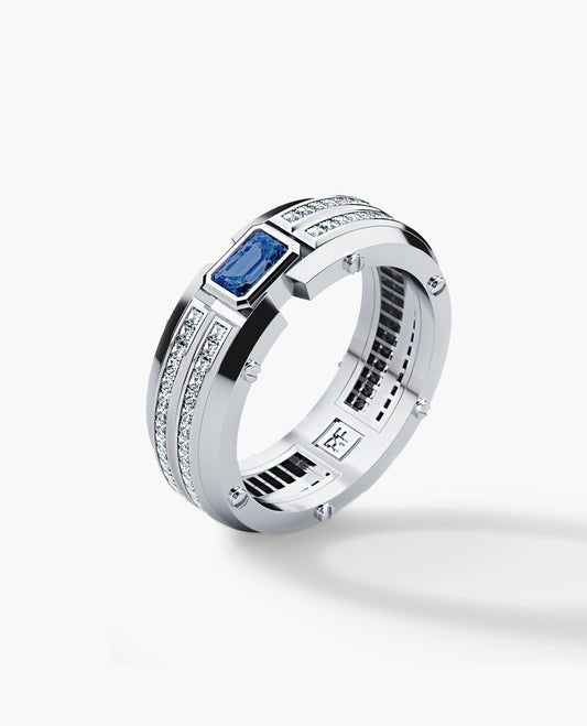 CLEBURNE Gold Statement Ring with 2.20ct Sapphire and Diamonds