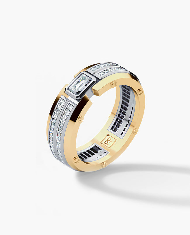 CLEBURNE Two-Tone Gold Statement Ring with 1.95ct Diamonds