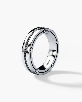 Sample - FRANKLIN Comfort Fit Gold Ring with 0.50ct Black Diamonds - 5mm
