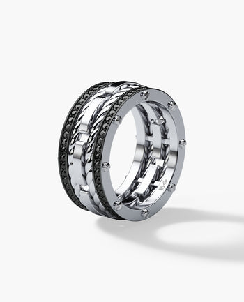Sample - ROPES Gold Ring with 1.05ct Black Diamonds