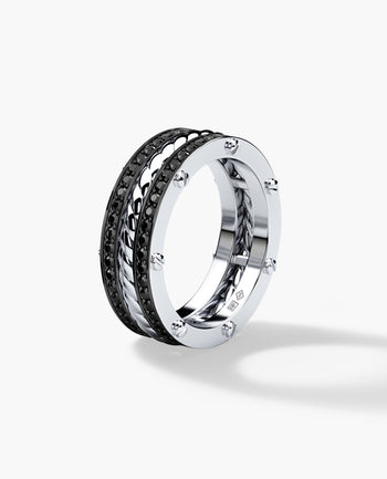 Sample - ROPES Gold Ring with 0.70ct Black Diamonds
