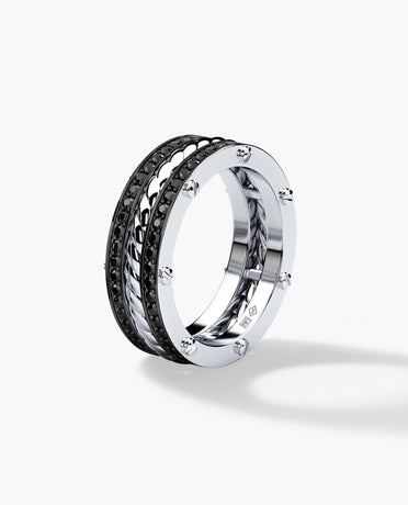 ROPES Gold Ring with 0.70ct Black Diamonds