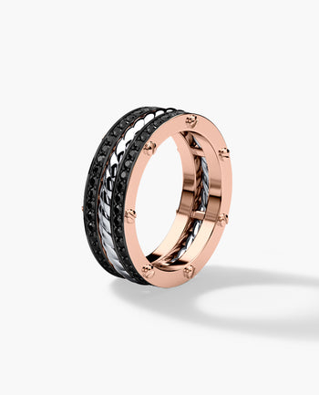 Sample - ROPES Two-Tone Gold Ring with 0.70ct Black Diamonds