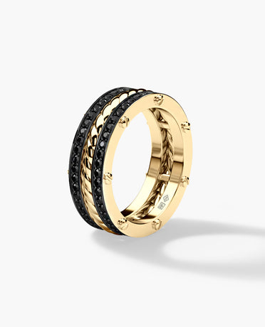 ROPES Gold Ring with 0.70ct Black Diamonds