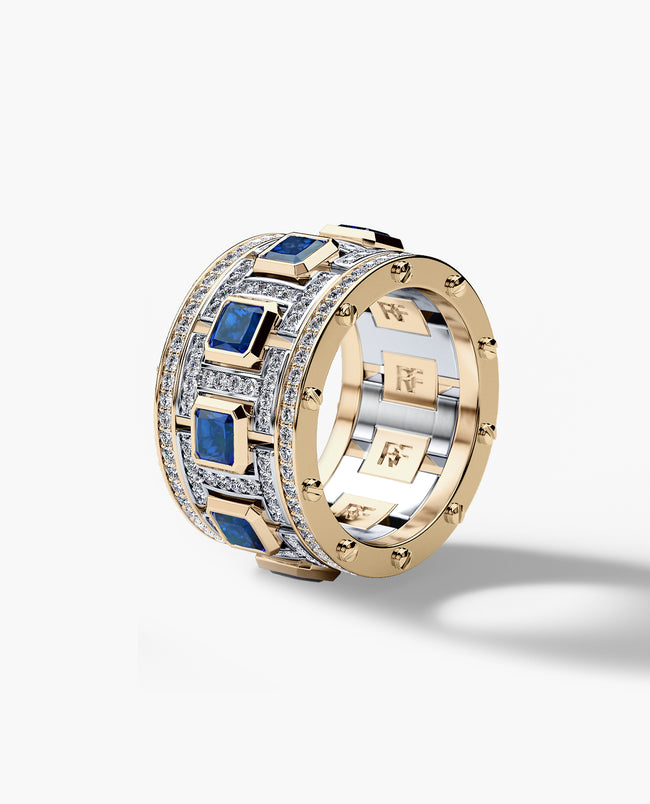 LA PAZ Two-Tone Gold Ring with 5.75ct Sapphires and Diamonds