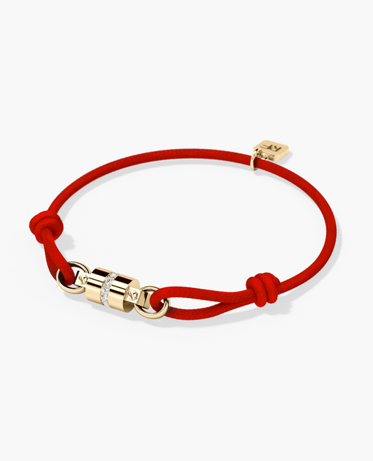 FRANKLIN Cord Bracelet with Gold Charm & 0.17ct Diamonds